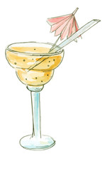 Orange hand drawn cocktail - Margarita