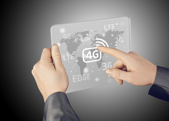 Businessman pushing 4g
