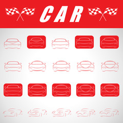 Car Icons Set - Isolated On Gray Background
