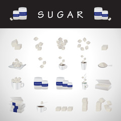 Sugar Icons Set - Isolated On Gray Background