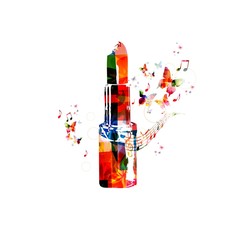 Colorful lipstick background with butterflies