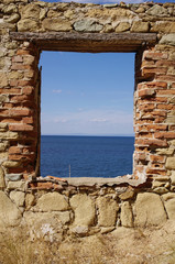 View from old window to the sea