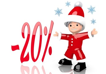 discount symbol presented by mini santa claus