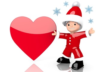 heart sign presented by mini santa claus