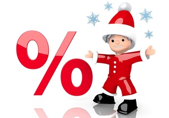 percent sign presented by mini santa claus