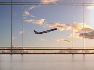 Rolgordijnen zonder boren airport with window © peshkova