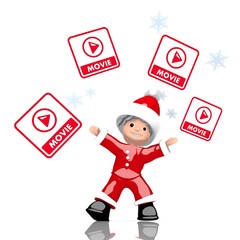mini santa claus juggles movie file sign