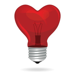 Heart love light bulb vector isolated object.