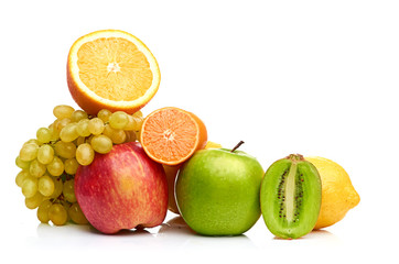 Composition with fruits isolated on a white
