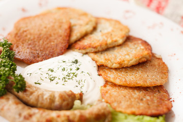 potato pancakes with sausage