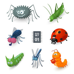 Cartoon bugs set