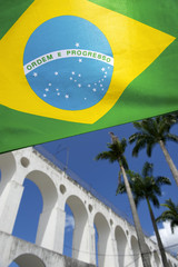 Brazilian Flag at Lapa Arches Rio de Janeiro Brazil