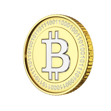 Golden Bitcoin - isolated with clipping path