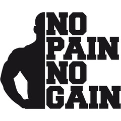No Pain No Gain Bodybuilding Logo Design - obrazy, fototapety, plakaty