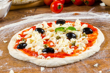 italian pizza ingredients  for homemade pizza