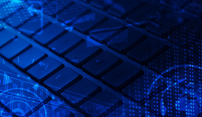 Keyboard with glowing icons