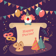 Greeting card for Jewish holiday Purim