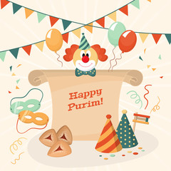 Greeting card for Jewish holiday Purim