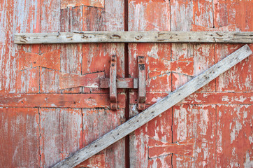 Old wooden red door