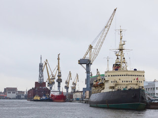 Old icebreaker moored at the quay