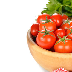 Tomatoes in a wooden bowl