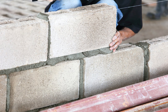 Brick wall construction for house building