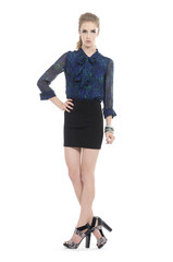 Fototapeta premium Full length attractive young girl posing in studio