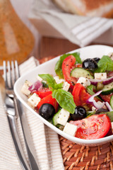 Greek vegetable salad with feta cheese