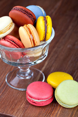 Macaroons on a wooden table