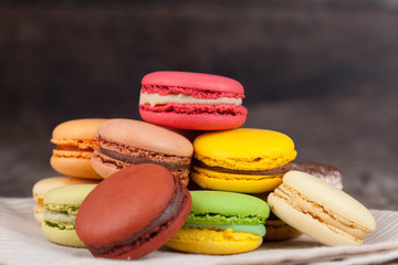 Macaroons on a wooden table