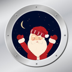 Santa Claus in porthole in vector