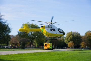 Ambulance helicopter in the air