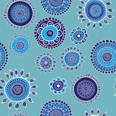 Seamless blue pattern with snowflakes. Vector illustration