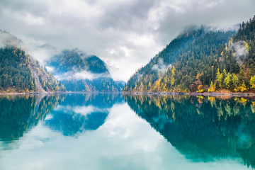 beautiful long lake at jiuzhaigou