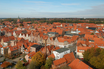 Naklejka na ściany i meble A view to the old town of Lüneburg, Lower Saxony