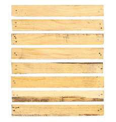 Wood plank with nail head isolated on white background