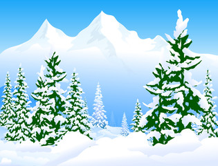 Fototapeta premium Winter Landscape-vector