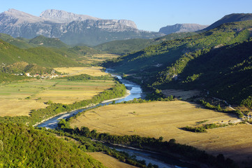Mountain And River Landscape In Albania