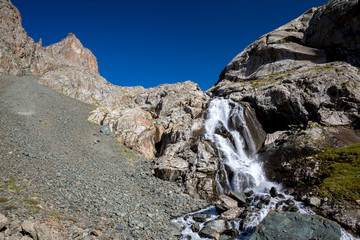 Waterfall in Tien Shan mountains