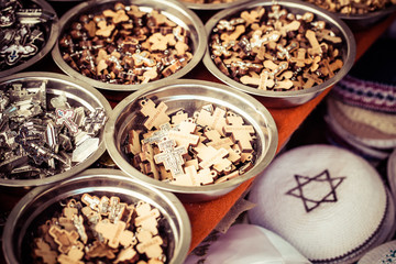 Crosses sold in street market,Jerusalem Old City,Israel