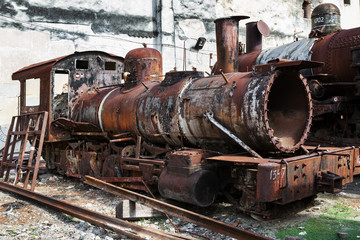 Plakat rusty steam locomotive