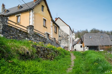Rural houses in small Galey village, France