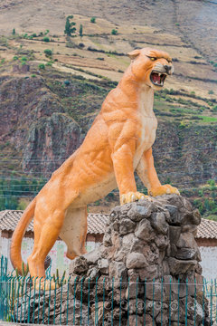 Puma Statue In Calca  The Peruvian Andes On Cuzco Peru