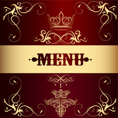 Menu design with crown in vintage style