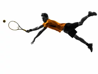 Fotobehang man tennis player silhouette © snaptitude