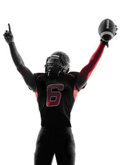 american football player  portrait celebrating touchdown silhoue - obrazy, fototapety, plakaty