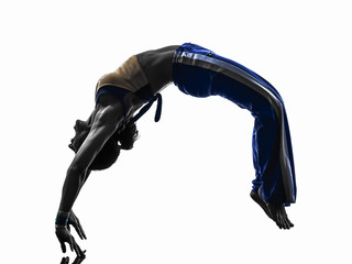 woman capoeira backflip dancer dancing silhouette