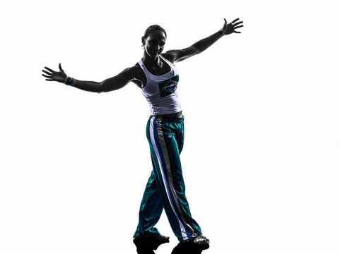 woman capoeira dancer dancing silhouette