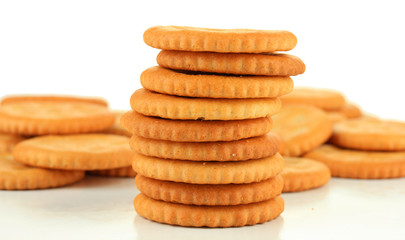 Delicious crackers isolated on white