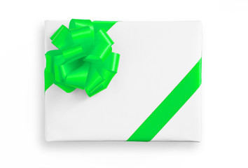 Green star ribbon on White paper box